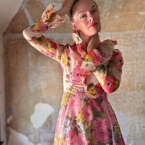 🌸 Vintage 1960s 1970 Floral Gown | Palm Royale 🌸 California Calliope